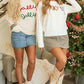 Beige Tinsel Holly Jolly Graphic Classic Sweater