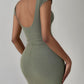 Cap Sleeve Backless Ribbed Bodycon Dress