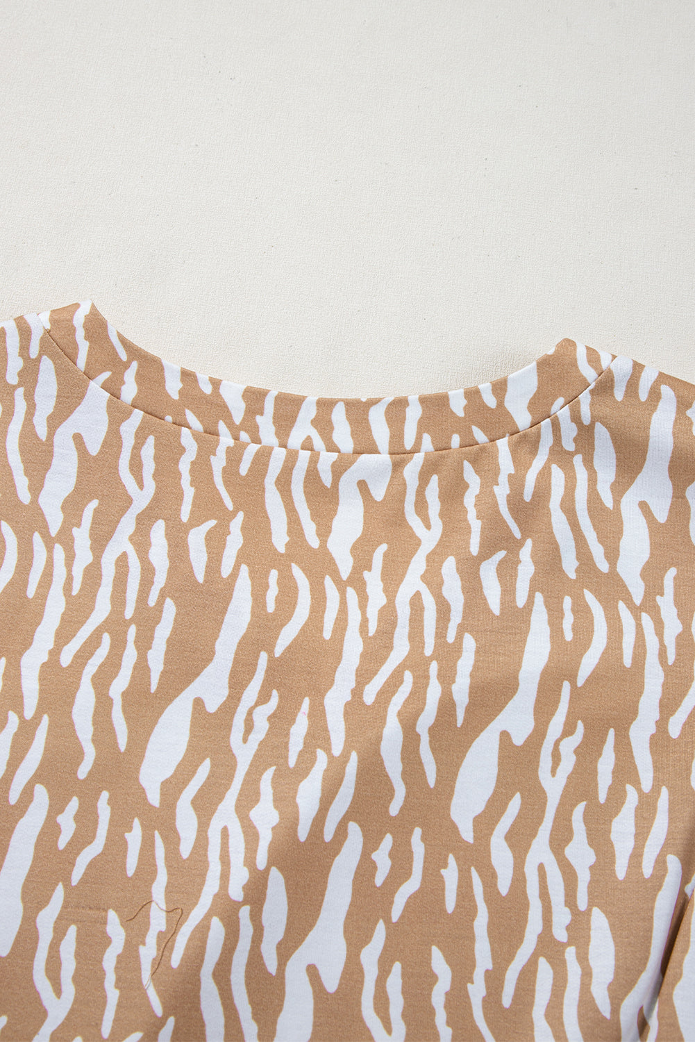 Khaki Abstract Print V Neck Short Sleeve Shift T Shirt Dress