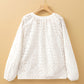 White Eyelet Embroidered Puff Sleeve V Neck Blouse