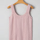 Light Pink Solid Textured Checkered U Neck Sweater Vest