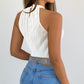 Halter Sleeveless Slim Fit Tank Ruched Casual Top