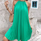 Halter Sleeveless Pleated Casual Dress