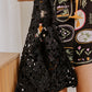 Black Flower Crochet Hollow Out Large Tote Bag