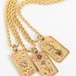 Gold Plated Tarot Card Rhinestone Deocr Valentiens Gift Necklace