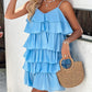 Ruffle Hem V Neck Mini Dress