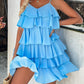 Ruffle Hem V Neck Mini Dress