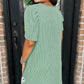 Mint Green Sequin Clover Graphic Puff Sleeve Corded T Shirt Dress