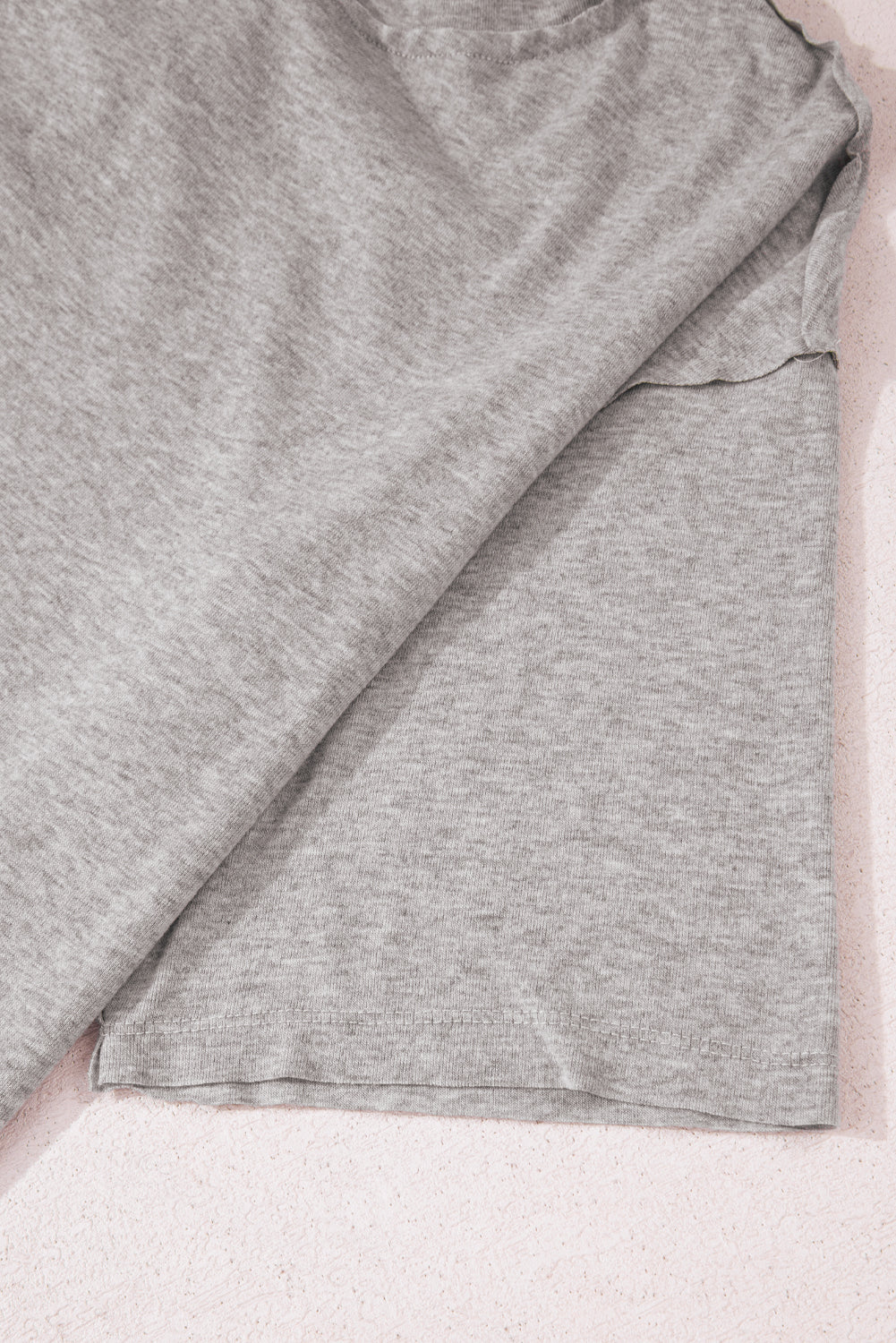 Gray Solid Color Loose Tee 2 Piece Shorts Set