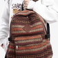 Coffee Vintage Pattern Multi Compartment Large Capacity Backpack