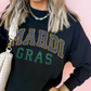 Black Rhinestone Mardi Gras Letter Graphic Drop Shoulder Sweatshirt