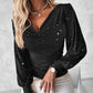 Glitter Cowl Neck Long Sleeve Blouse Ruched Waist Pullover Shirt