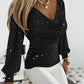 Glitter Cowl Neck Long Sleeve Blouse Ruched Waist Pullover Shirt