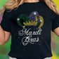 Black Rhinestone Mardi Gras Clown Hat Graphic Crewneck Tee