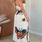 Butterfly Pattern Halter Sleeveless Maxi Dress Casual Hollow out Waist A Line Dress