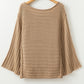 Brown Exposed Seam Ribbed Knit Dolman Top