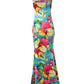 Floral Plants Print Bandeau Mermaid Dress