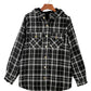 Black Plaid Pattern Sherpa Lined Hooded Shacket