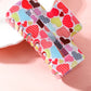 Racing Red Valentines Heart Print Hollow Out Square Hair Claw Clip