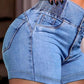High Waist Buttoned Washed Denim Shorts