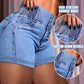 High Waist Buttoned Washed Denim Shorts