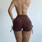 Ruched Drawstring High Waist Active Shorts