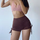 Ruched Drawstring High Waist Active Shorts