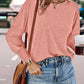 Round Neck Shirred Lantern Sleeve Long Sleeve Softy Basic T Shirt Casual Tee