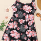 Black Floral Print Twisted Hollowed Back Swim Dress