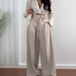 High Waist Tied Detail Work Dress Pants Casual Pocket Design Pants