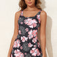 Black Floral Print Twisted Hollowed Back Swim Dress