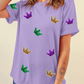 Wisteria Mardi Gras Crown Patched Graphic T Shirt