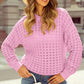 Pink Crochet Knit Drop Shoulder Sweater