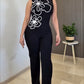 Floral Print High Neck Sleeveless Elegent Jumpsuit