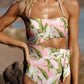 Pink Tropical Asymmetric Cut out Halter Backless One Piece Swimwear
