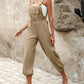 Pocket Design Drawstring Suspender Jumpsuit