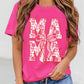 Rose Red Floral MAMA Lettering Bow Print T Shirt