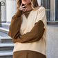 Apricot Color Block Thumbhole Sleeve Drop Shoulder Sweatshirt