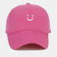 Rose Red Smile Face Embroidered Curved Eave Baseball Cap