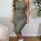 O neck Sleeveless Ribbed Bodycon Dress