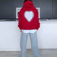 Hooded Long Sleeve Heart Rhinestone Hollow Out Sweatshirt Casual Loose Fit Top