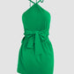 Halter Sleeveless Waist One Piece Romper Dress Sexy Slim Fit Tied Detail Romper