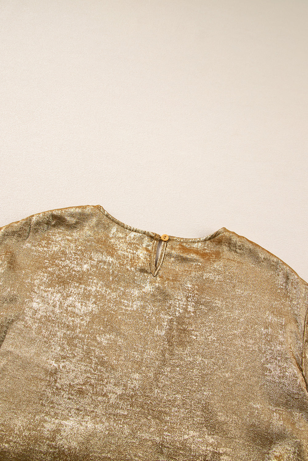 Gold Metallic Luster Crewneck Mini T-Shirt Dress