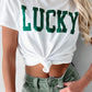 White LUCKY Printed Round Neck St Patricks T Shirt