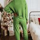 Spinach Green Sequin Christmas Stockings Graphic Two Piece Lounge Set