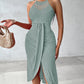 Halter Hollow out A Line Sleeveless Front Slit Ruched Maxi Dress Vacation Dress