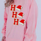 Light Pink Sequin Christmas Hat HO HO HO Graphic Pullover Sweatshirt