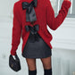 Round Neck Long Sleeve Back Slit Bowknot Design Soft Sweater Casual Pullover