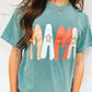 Sea Green MAMA Printed Mineral Wash Crewneck T Shirt