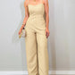 Spaghetti Strap Faux Two Pieces Jumpsuit Casual Wide Leg Romper